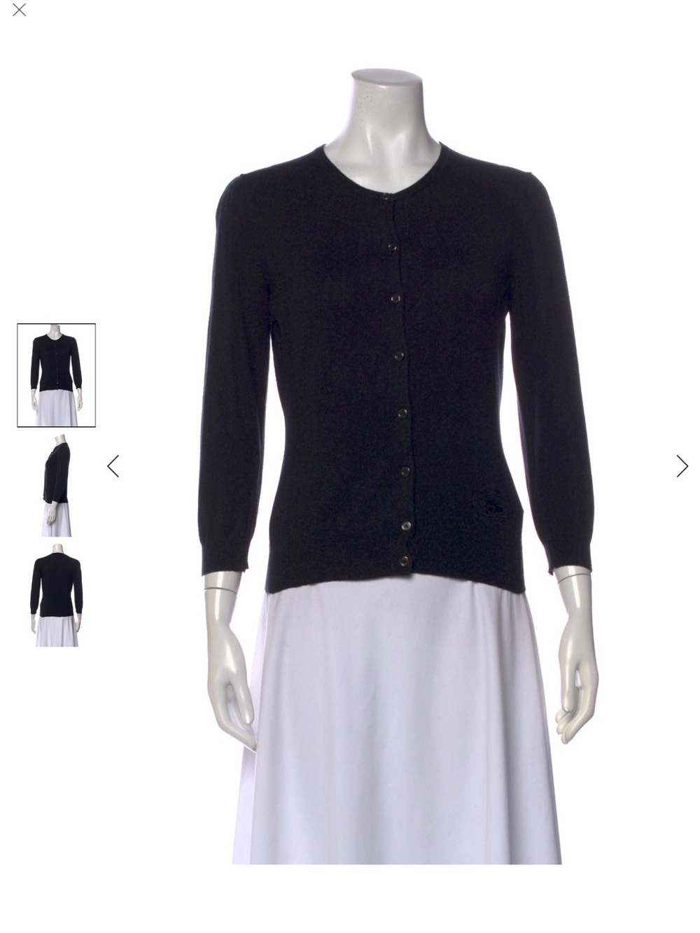 Burberry Black Button-Front Crewneck Cardigan